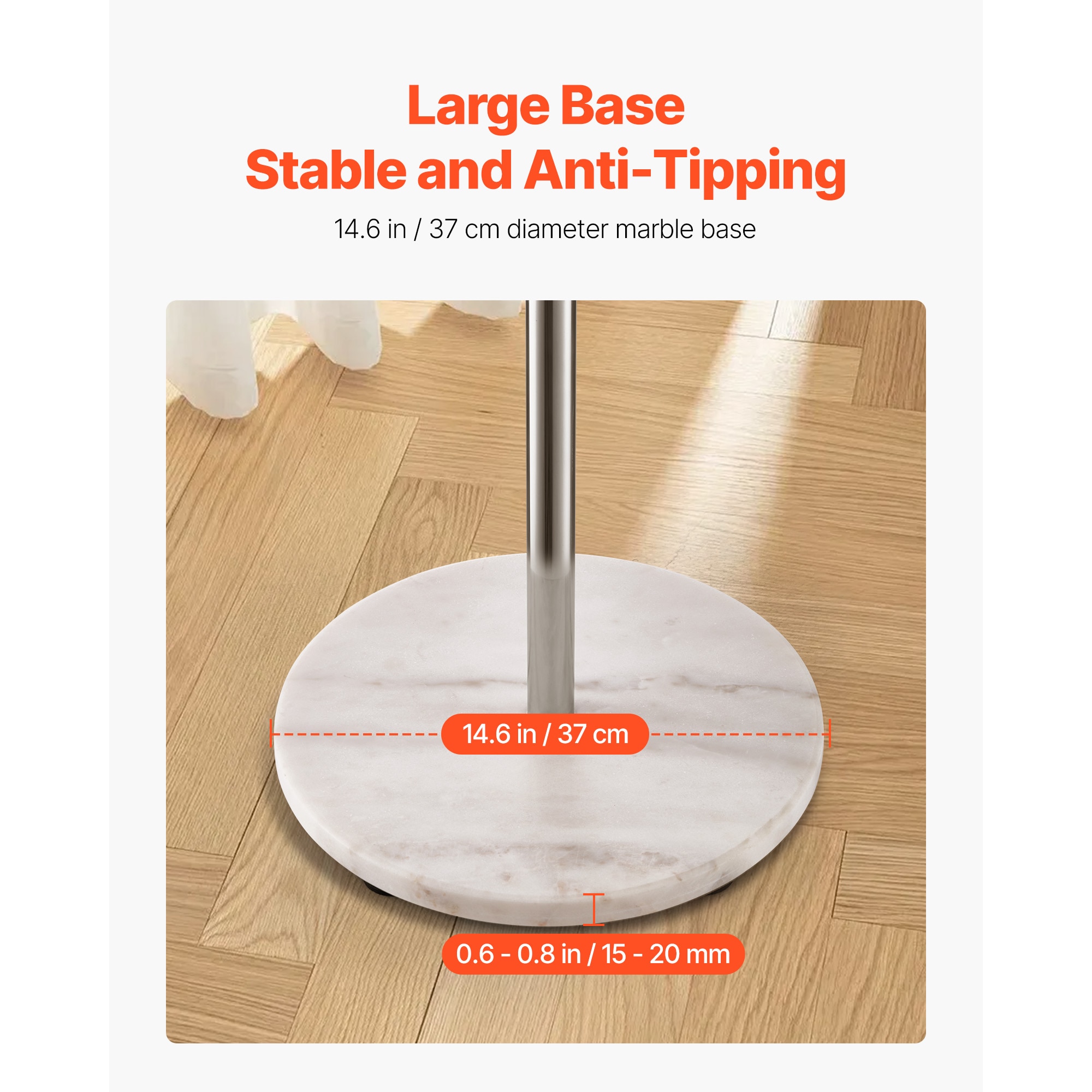 Coat Rack Freestanding Coats Rack Stand With Stable Marble Base & 8 Hooks_voghion.com